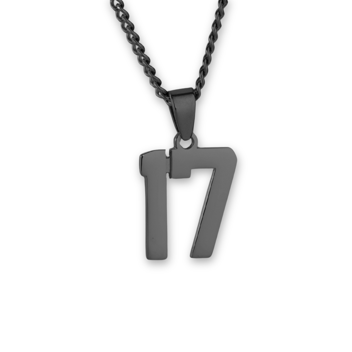 Number Pendant Necklace - Black