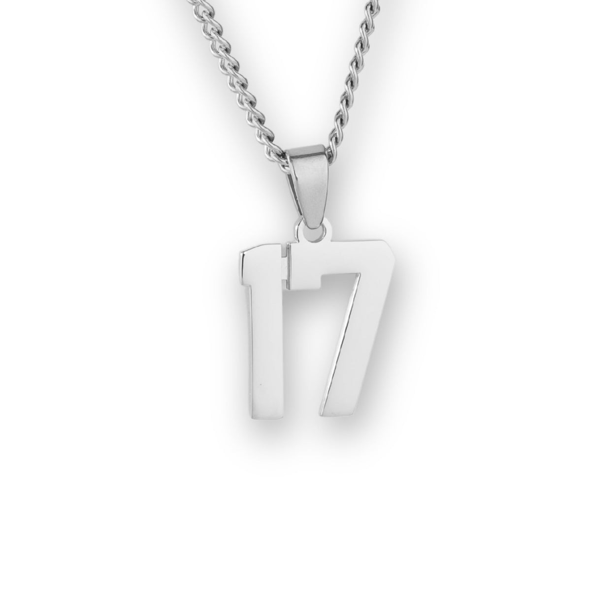 Number Pendant Necklace - Silver