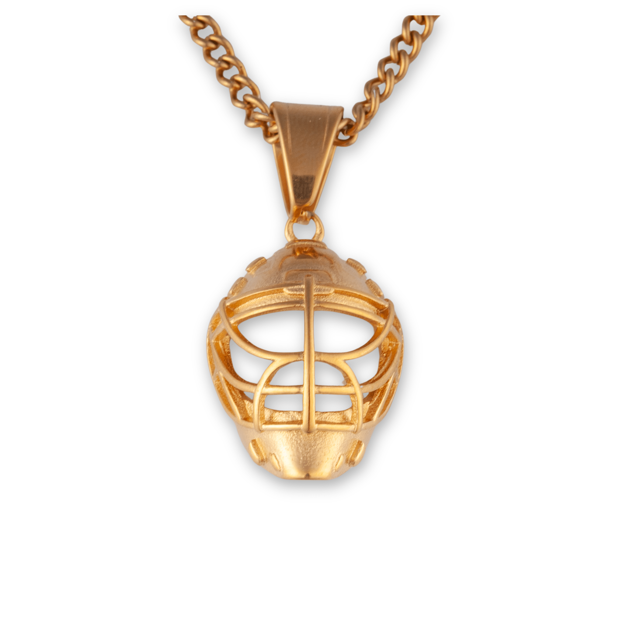 Hockey Goalie Mask Pendant - Gold