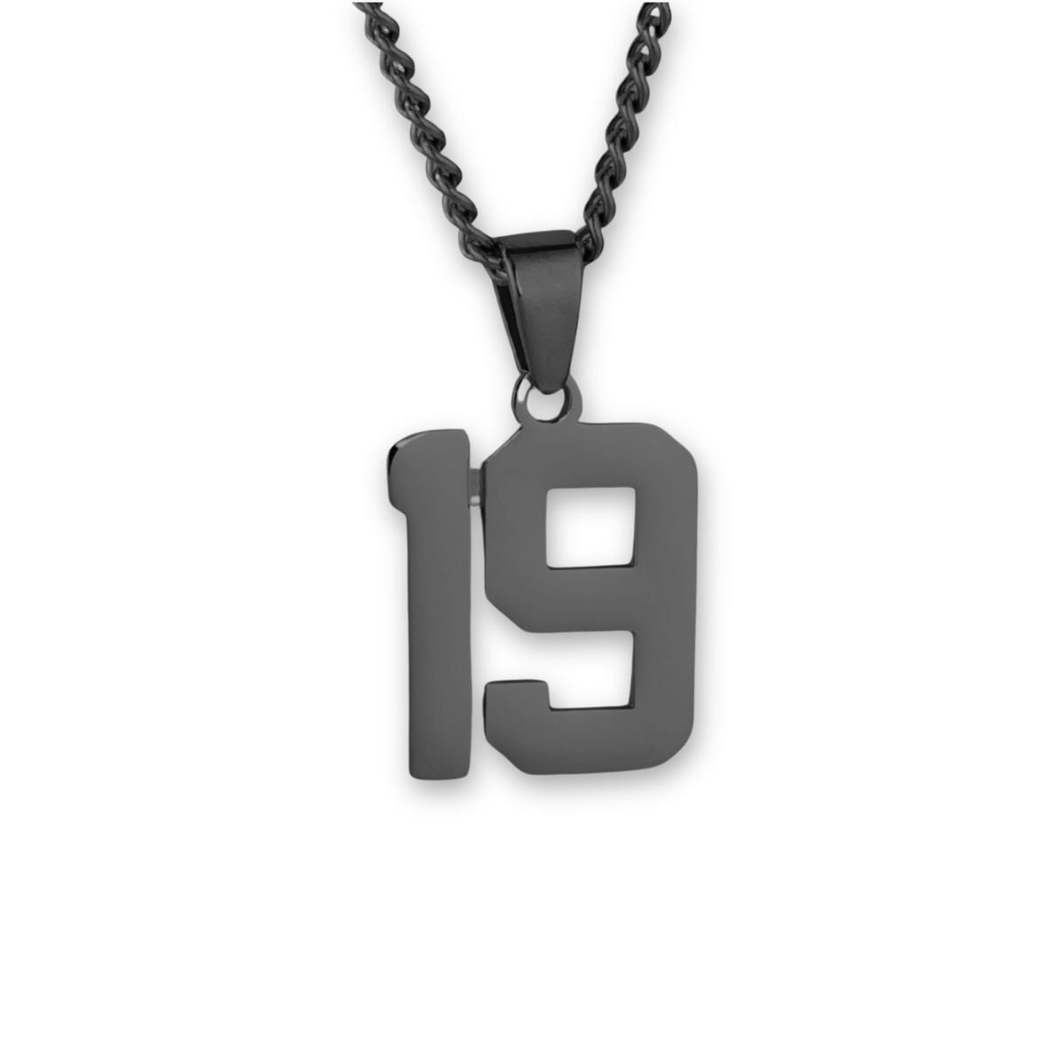 Number Pendant Necklace - Black
