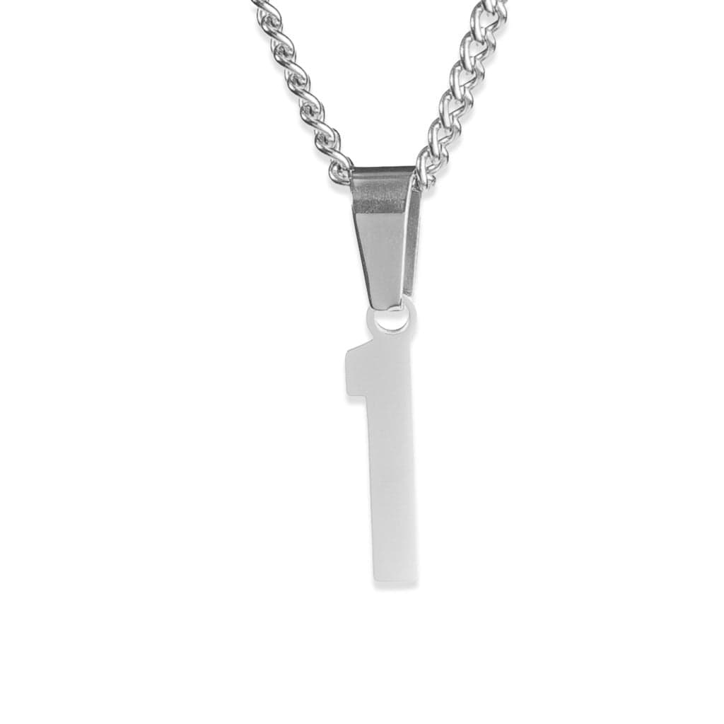 Number Pendant Necklace - Silver