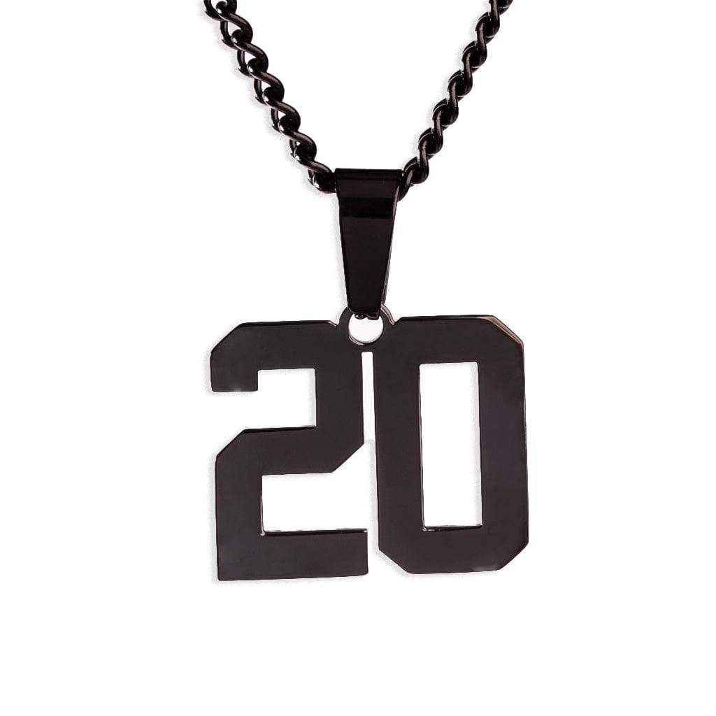 Number Pendant Necklace - Black