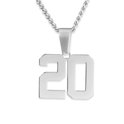 Number Pendant Necklace - Silver