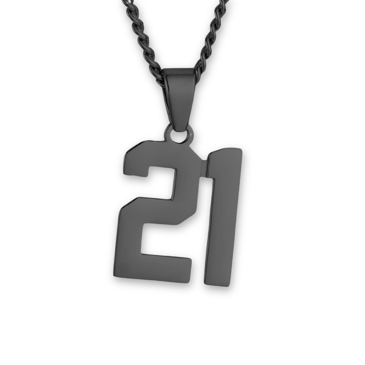 Number Pendant Necklace - Black