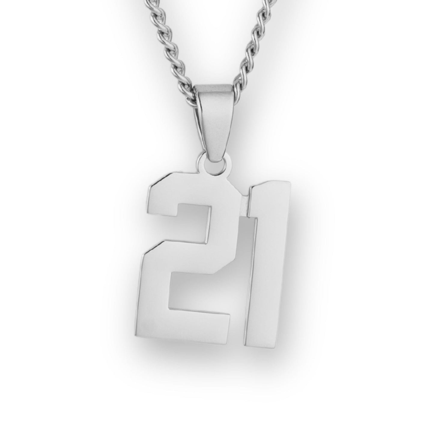 Number Pendant Necklace - Silver