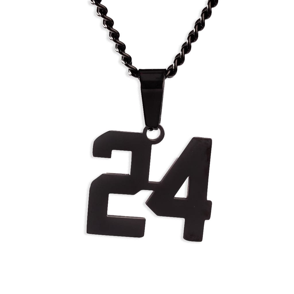 Number Pendant Necklace - Black