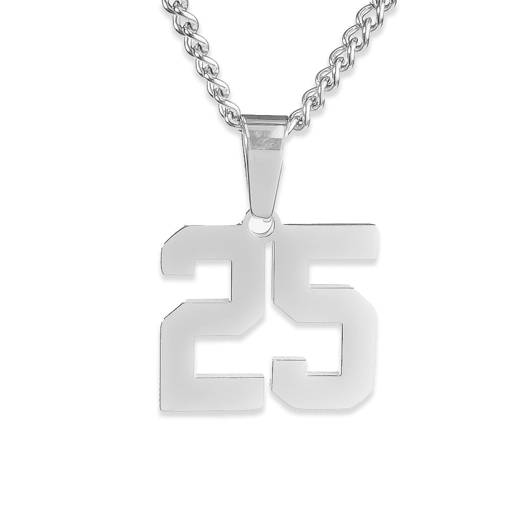 Number Pendant Necklace - Silver