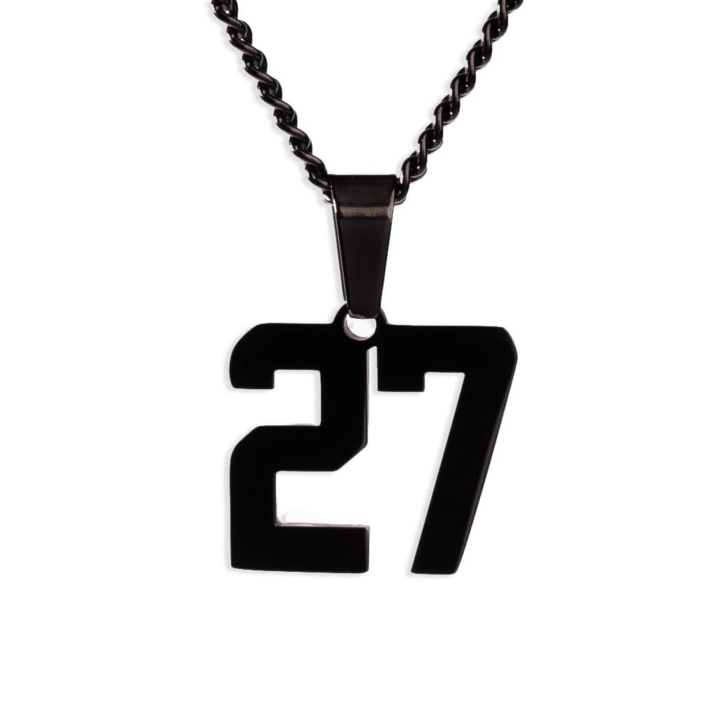Number Pendant Necklace - Black