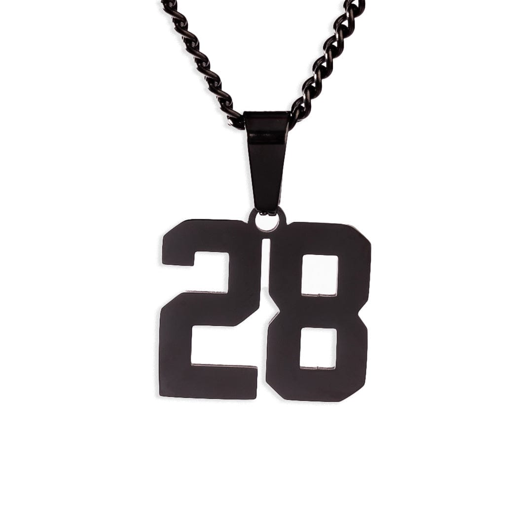 Number Pendant Necklace - Black