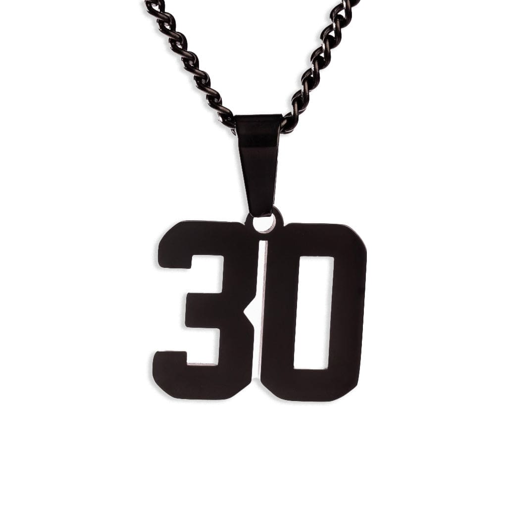 Number Pendant Necklace - Black