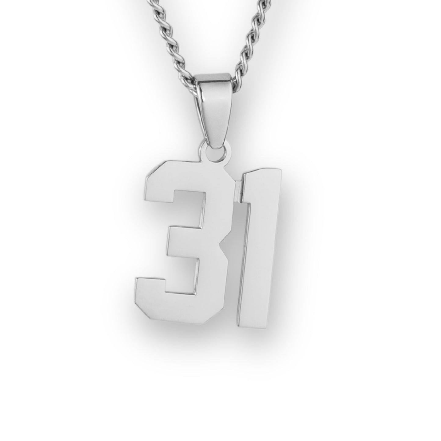 Number Pendant Necklace - Silver
