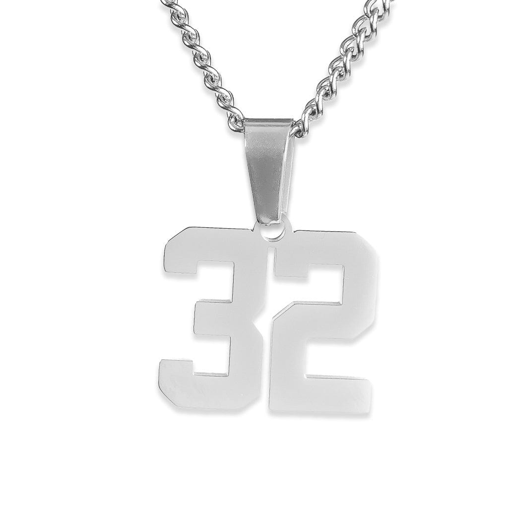 Number Pendant Necklace - Silver