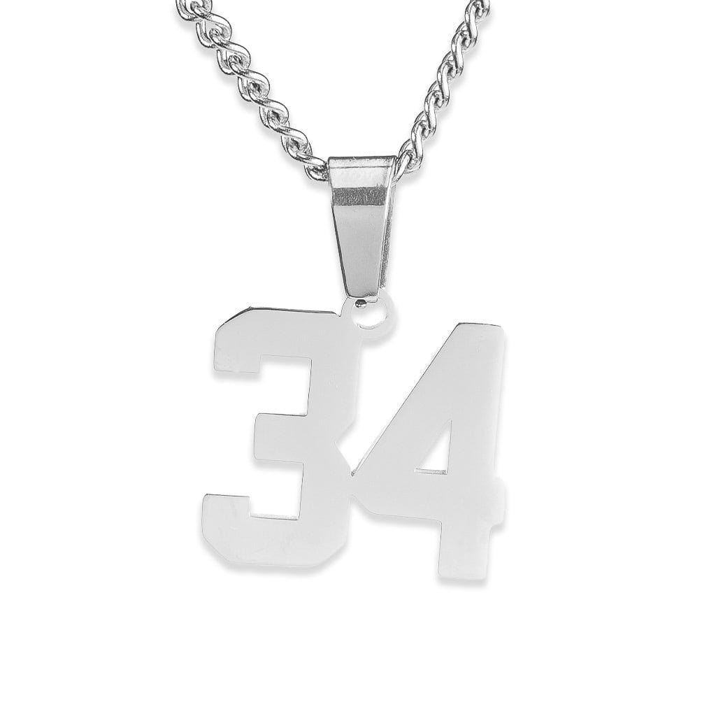 Number Pendant Necklace - Silver