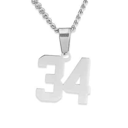 Number Pendant Necklace - Silver