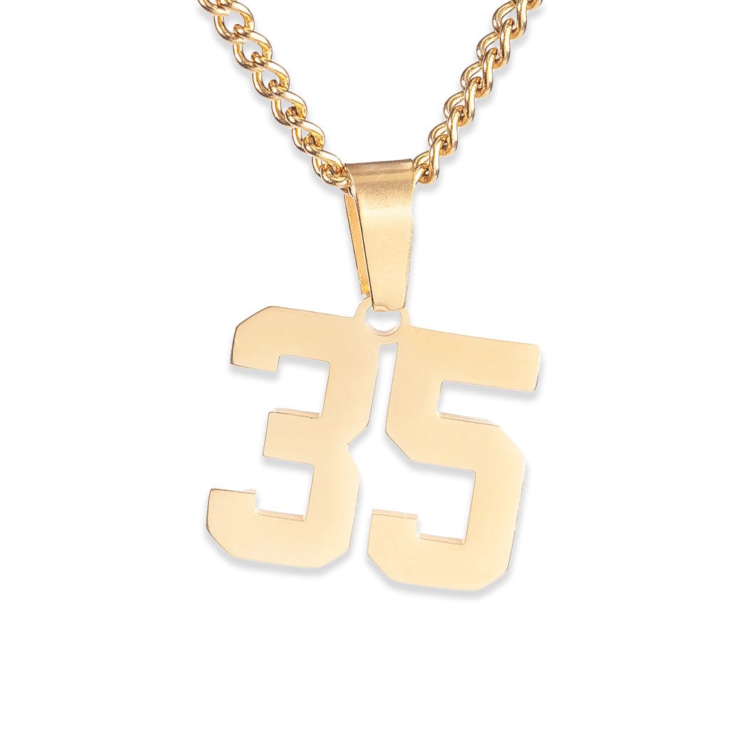 Number Pendant Necklace - Gold