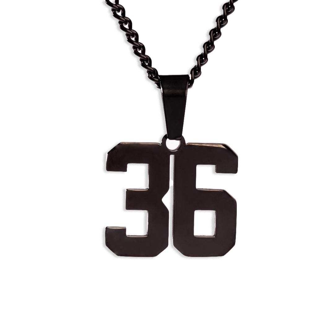 Number Pendant Necklace - Black
