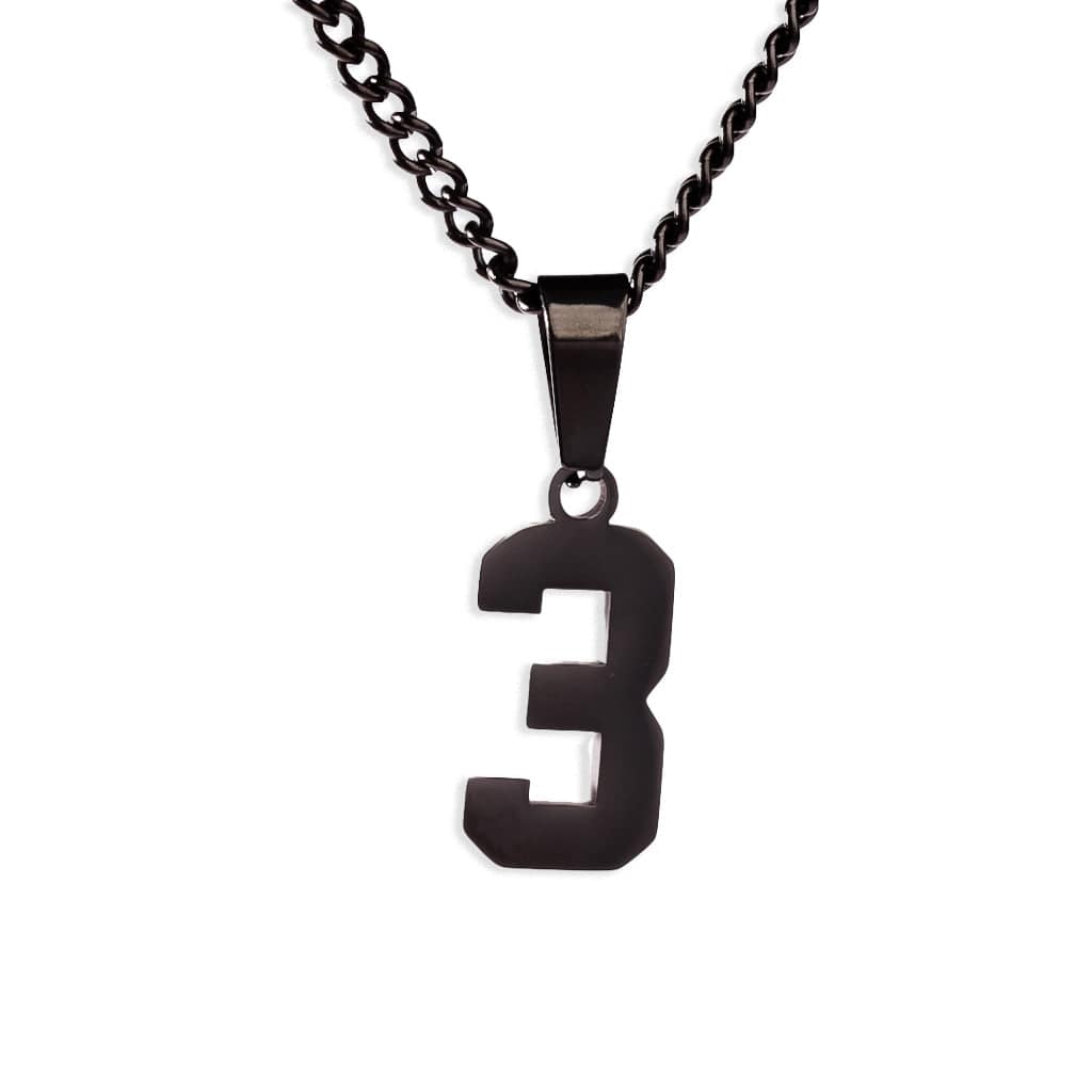 Number Pendant Necklace - Black