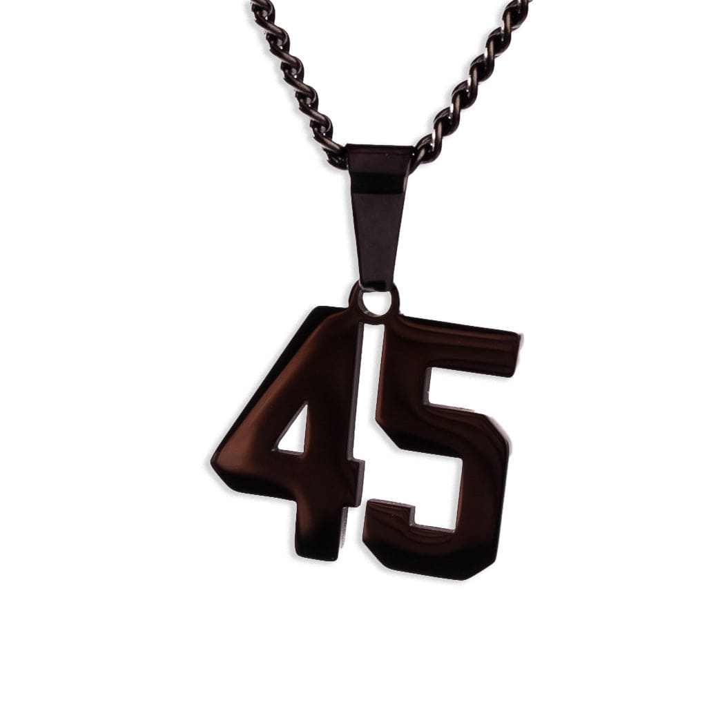 Number Pendant Necklace - Black