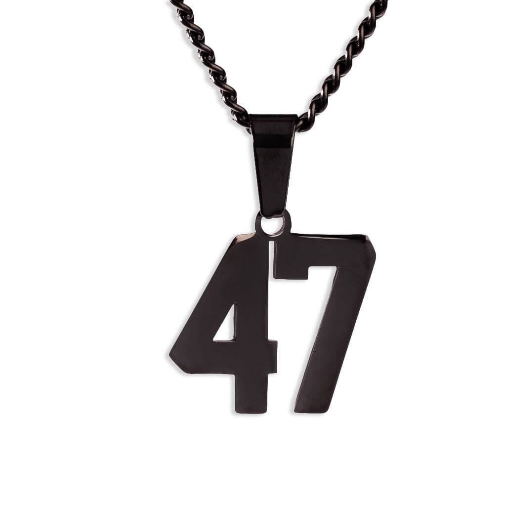 Number Pendant Necklace - Black