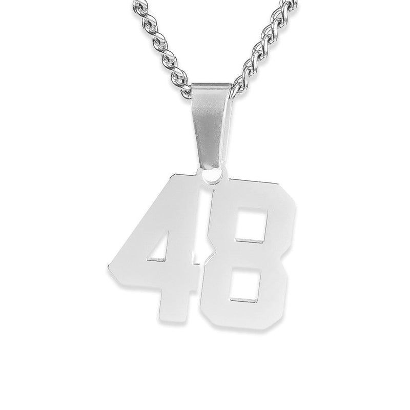 Number Pendant Necklace - Silver