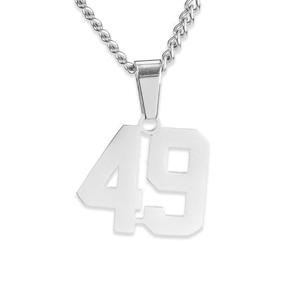 Number Pendant Necklace - Silver