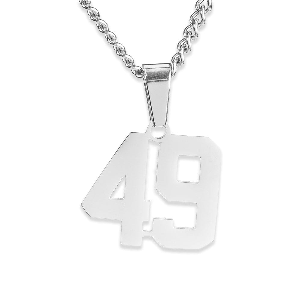 Number Pendant Necklace - Silver