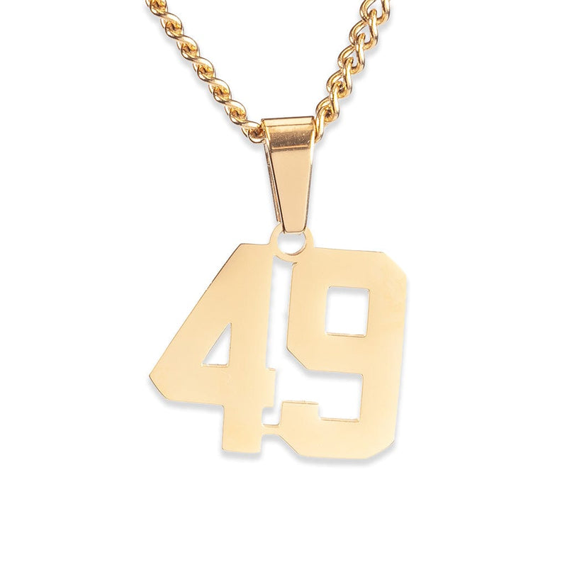 Number Pendant Necklace - Gold