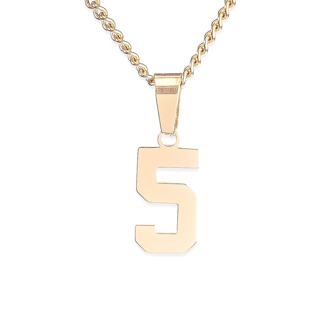 Number Pendant Necklace - Gold