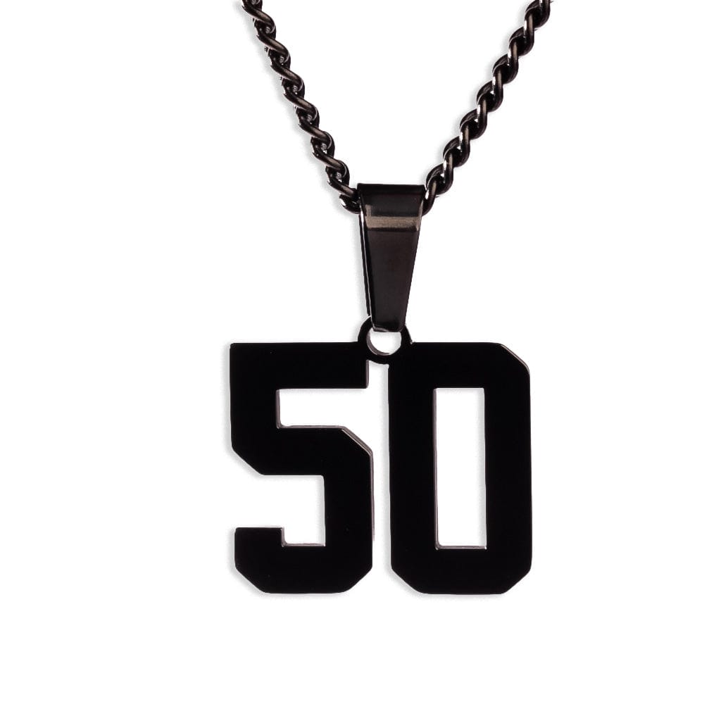 Number Pendant Necklace - Black