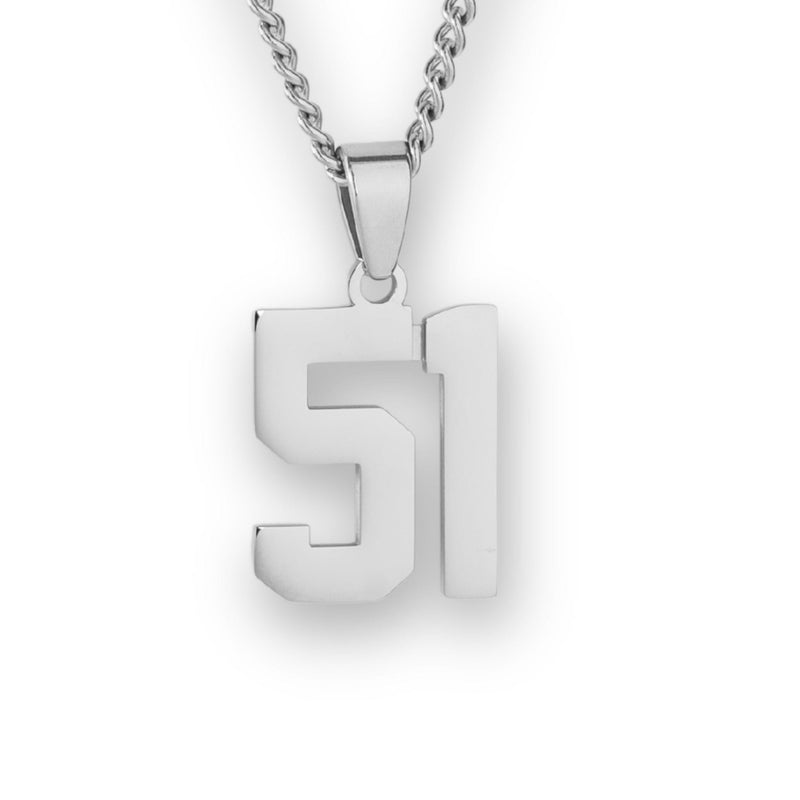 Number Pendant Necklace - Silver