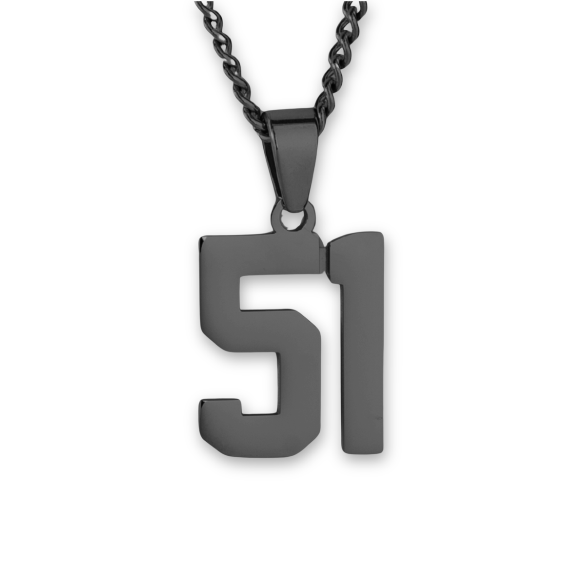 Number Pendant Necklace - Black