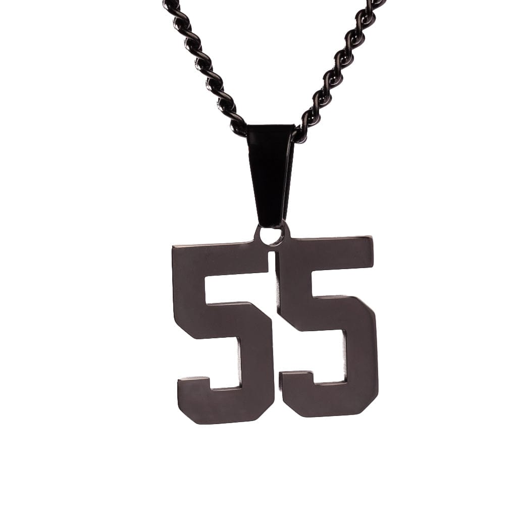 Number Pendant Necklace - Black