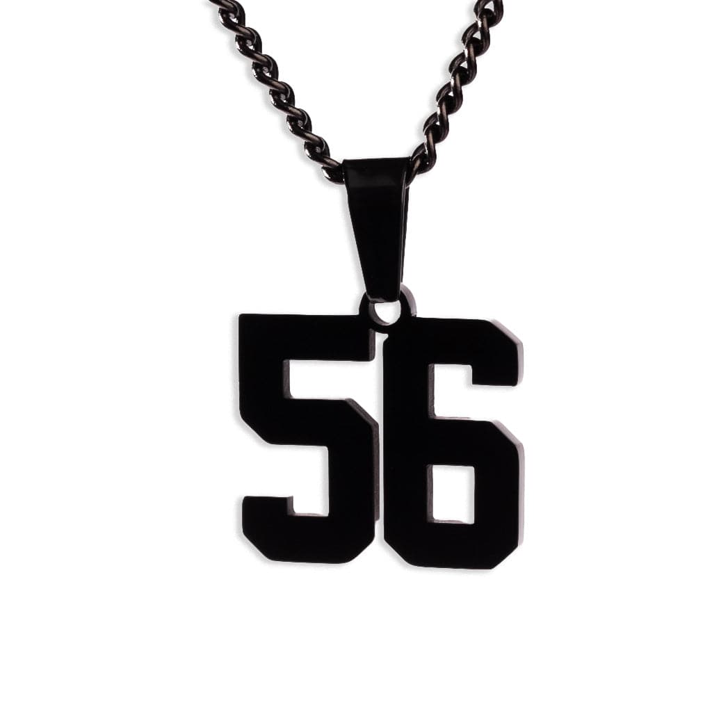 Number Pendant Necklace - Black