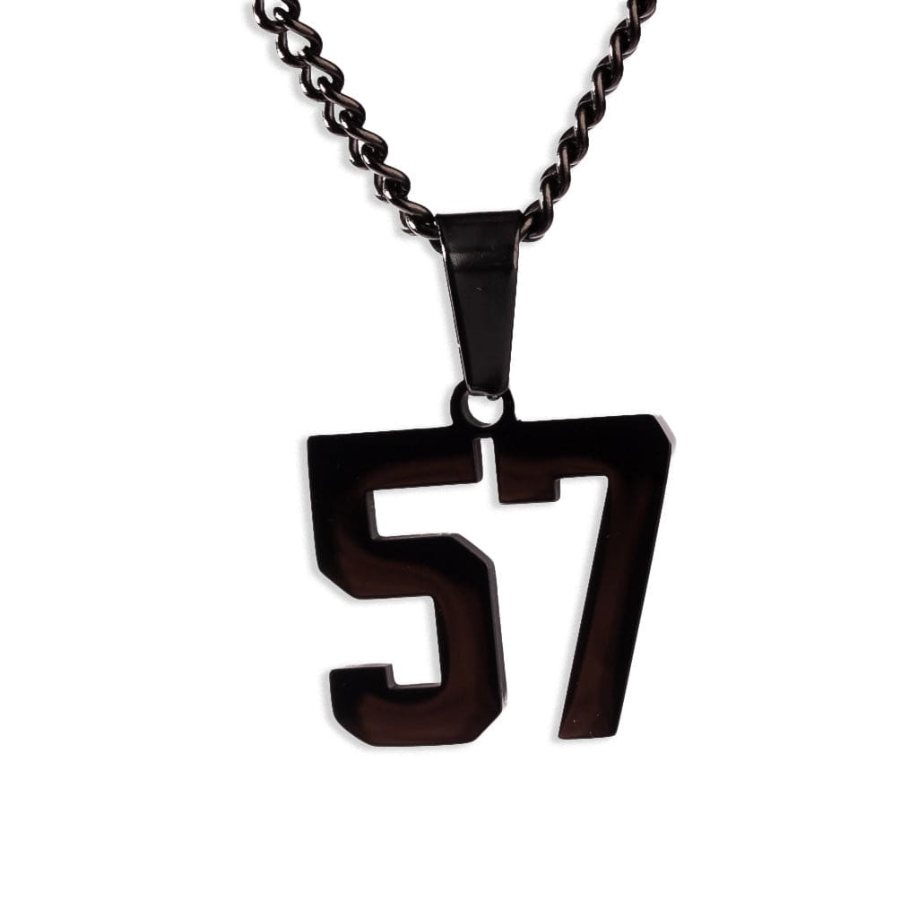 Number Pendant Necklace - Black