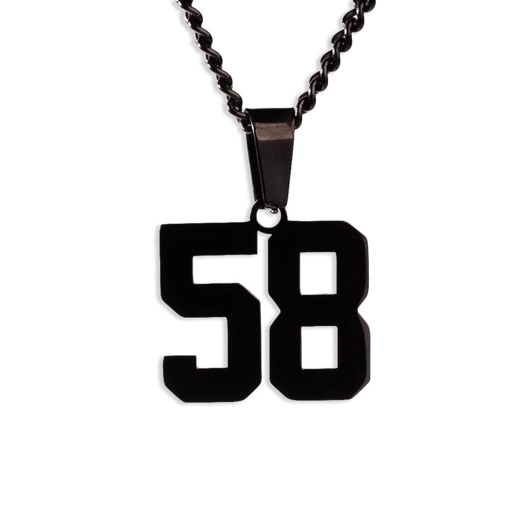 Number Pendant Necklace - Black