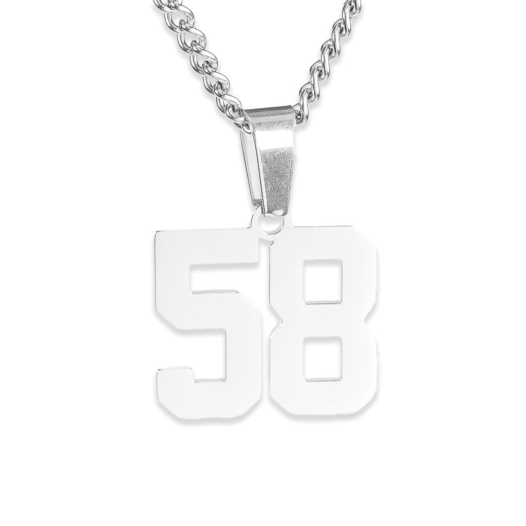 Number Pendant Necklace - Silver