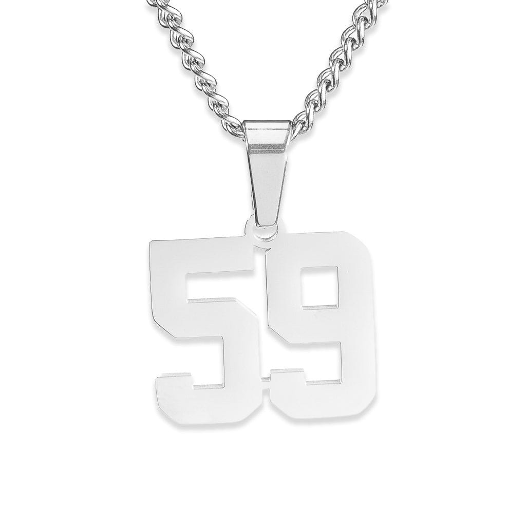 Number Pendant Necklace - Silver