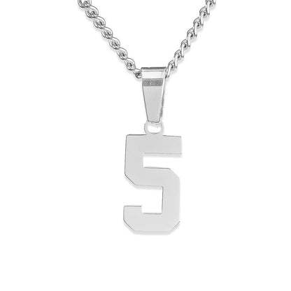 Number Pendant Necklace - Silver