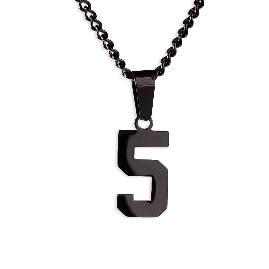Number Pendant Necklace - Black