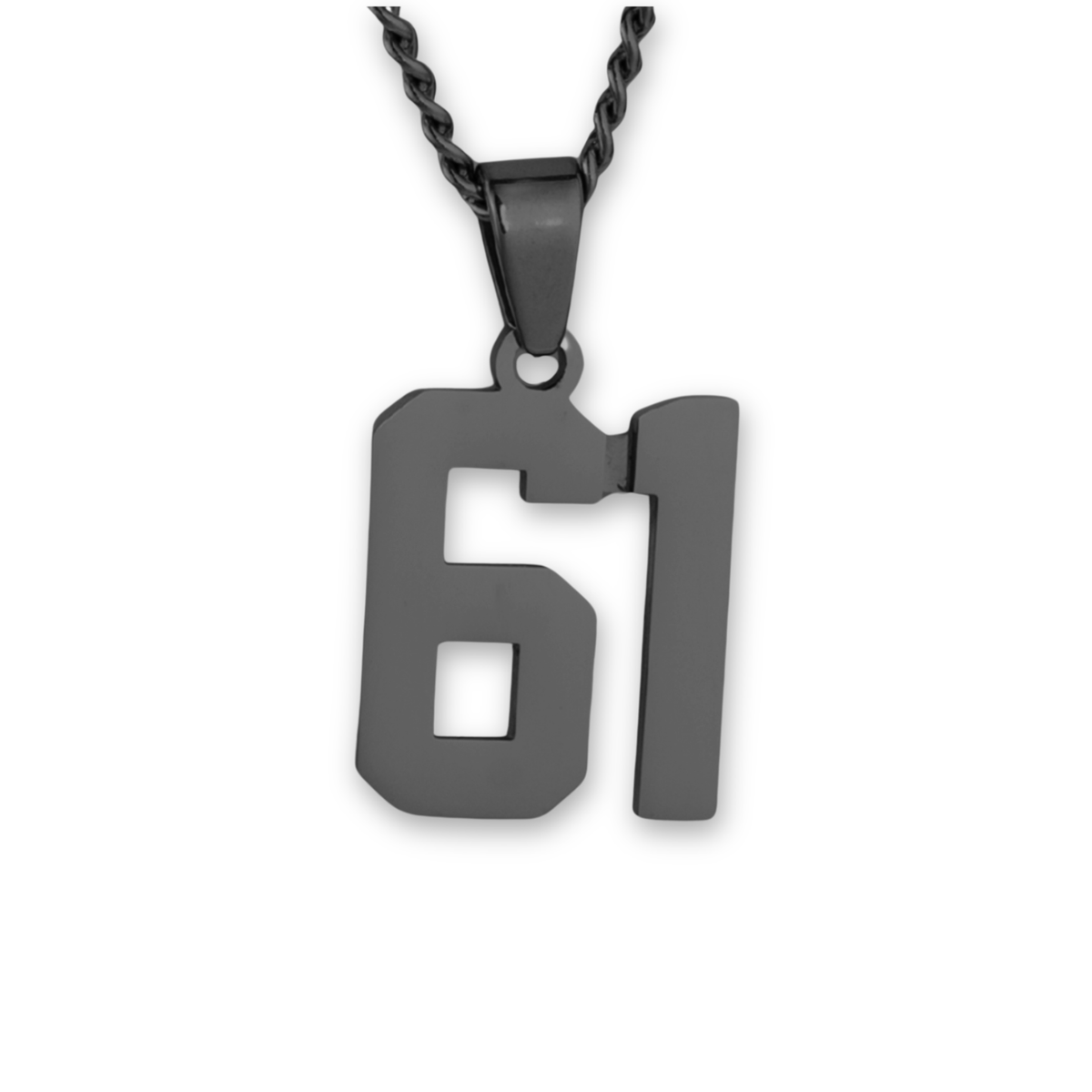 Number Pendant Necklace - Black