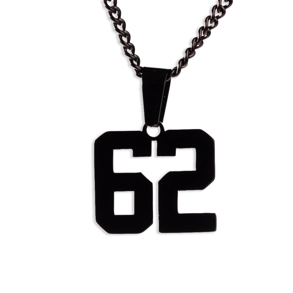 Number Pendant Necklace - Black