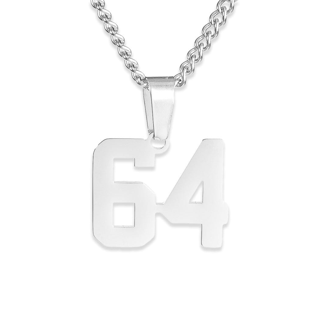 Number Pendant Necklace - Silver