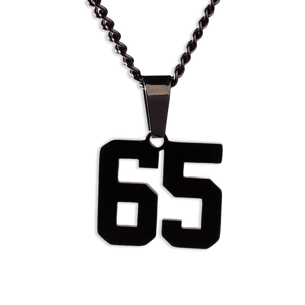 Number Pendant Necklace - Black