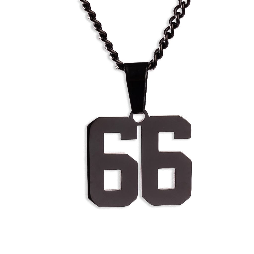 Number Pendant Necklace - Black