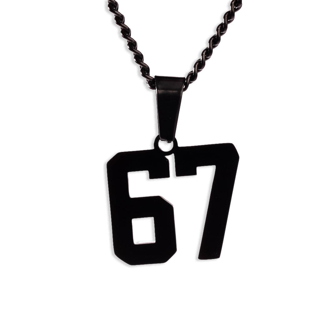 Number Pendant Necklace - Black
