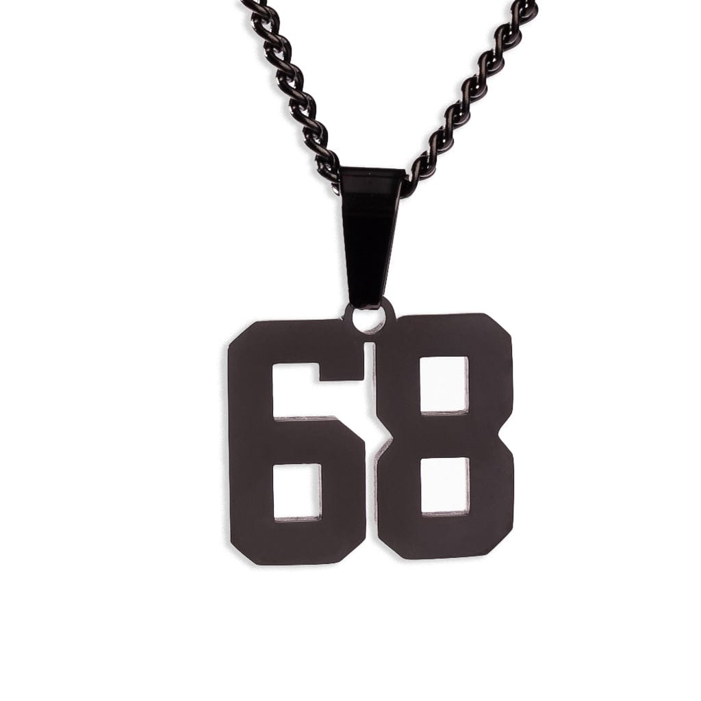 Number Pendant Necklace - Black