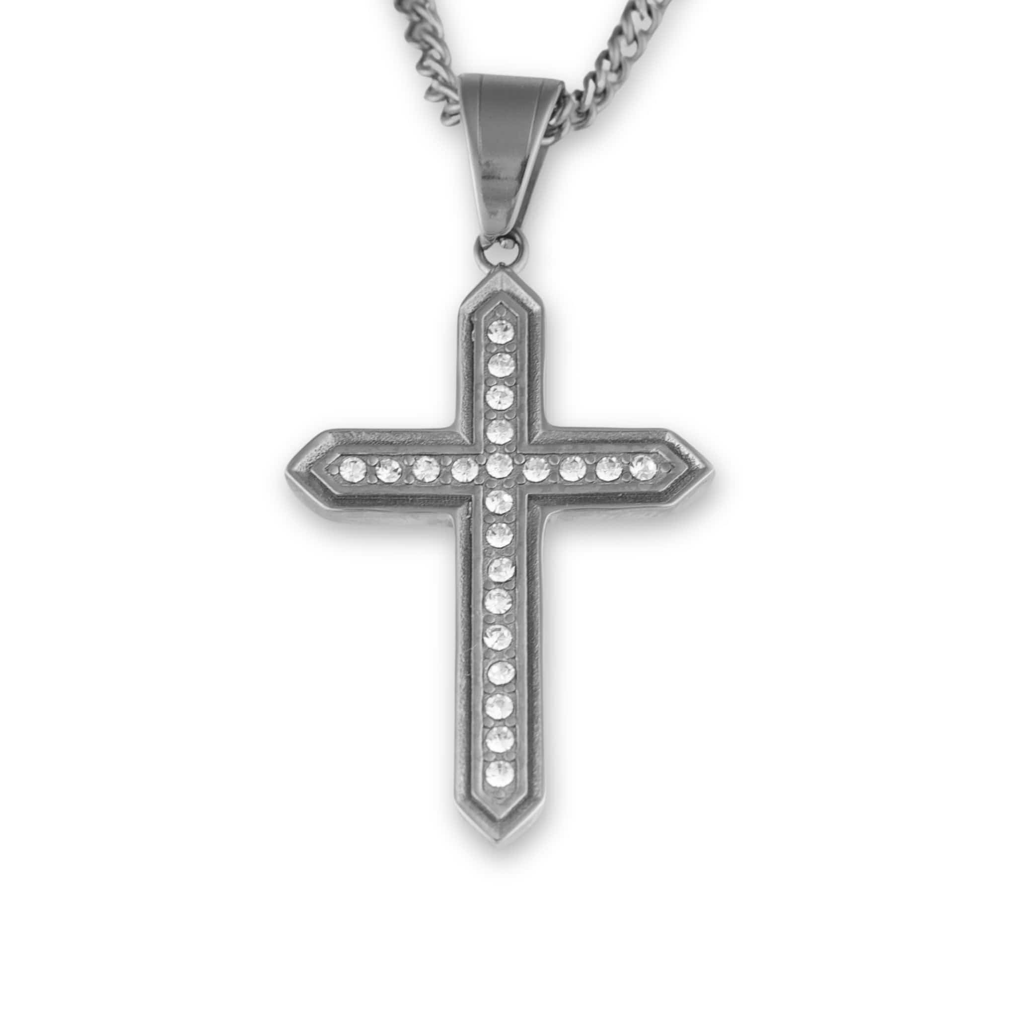 Iced Out Cross - Silver