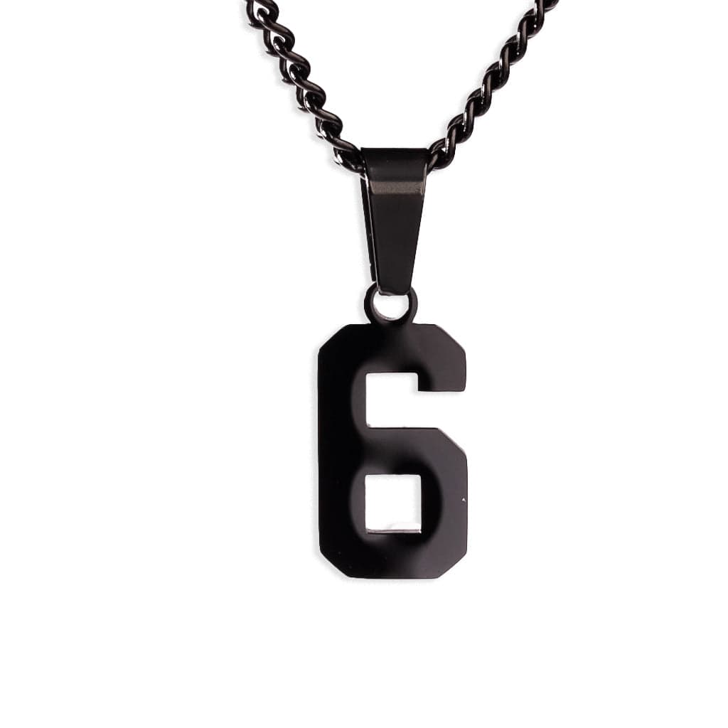 Number Pendant Necklace - Black