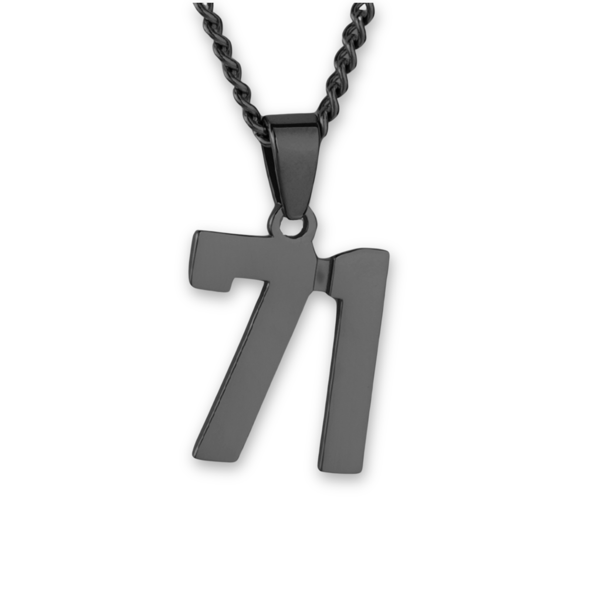 Number Pendant Necklace - Black