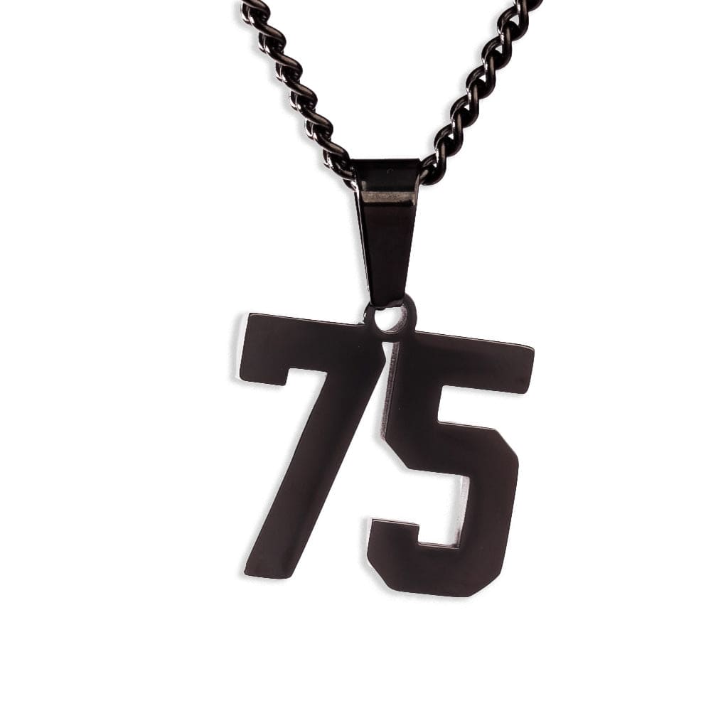 Number Pendant Necklace - Black